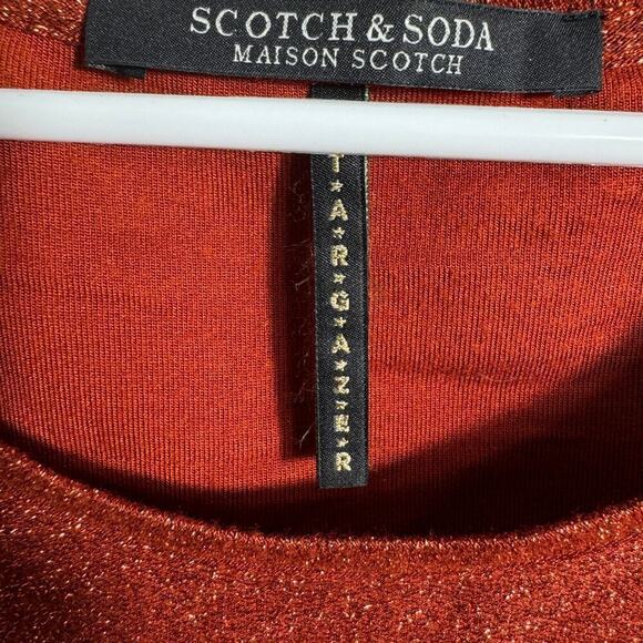 Scotch & Soda Maison Red Stargazer Lurex Top - Picture 4 of 6